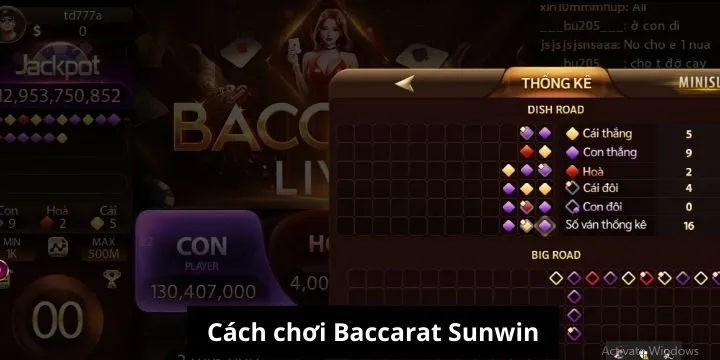 Cách chơi Baccarat Sunwin chi tiết cho người mới 